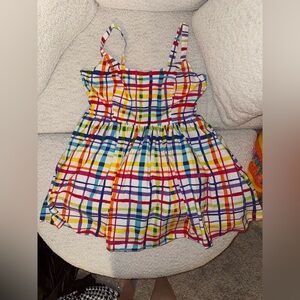 NY&CO Colorful Plaid Sundress XXL (16-18) Cotton with Attached Crinoline Lined